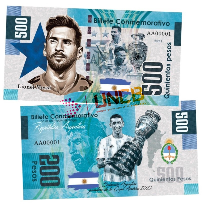 500 Pesos LIONEL MESSI ~ Commemorative banknote ~ souvenir banknote ~ UnCB