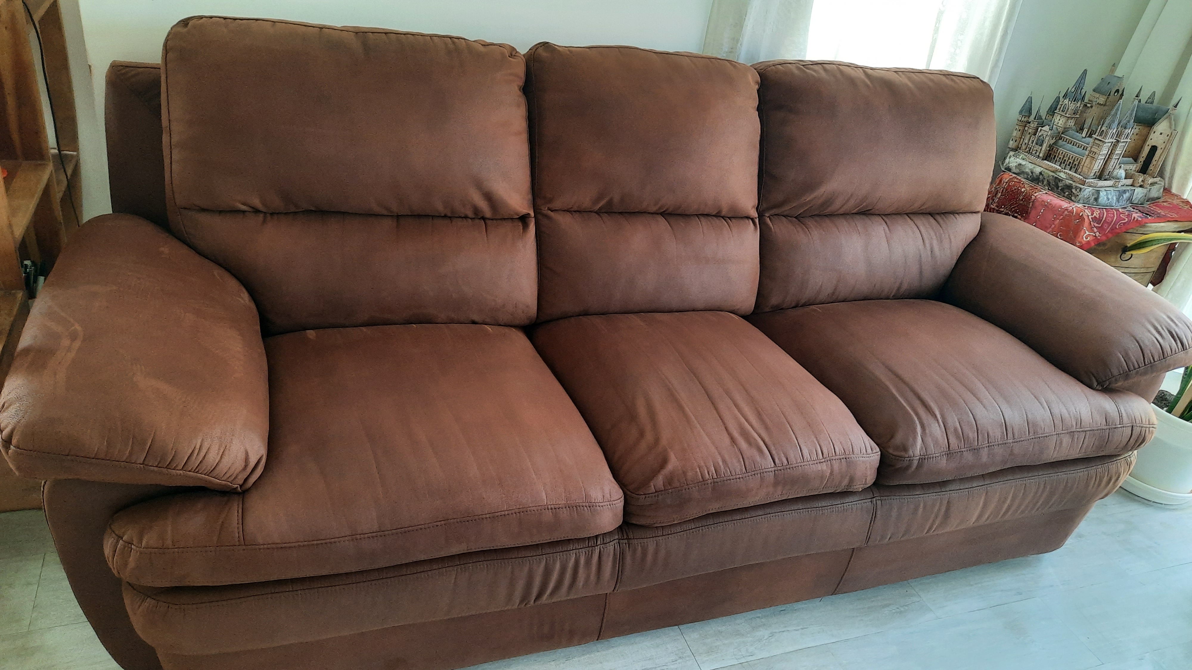 Sofa soft faux leather brown 3+2+1