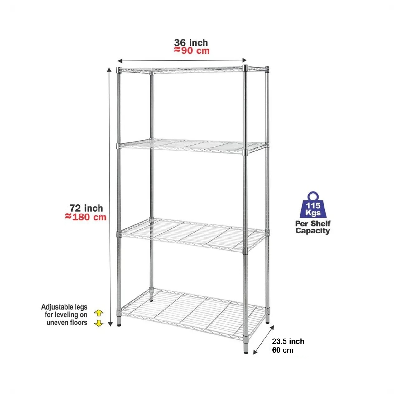 Shelving Home Office - Heavy duty 180cm height Storage Racks - Silver