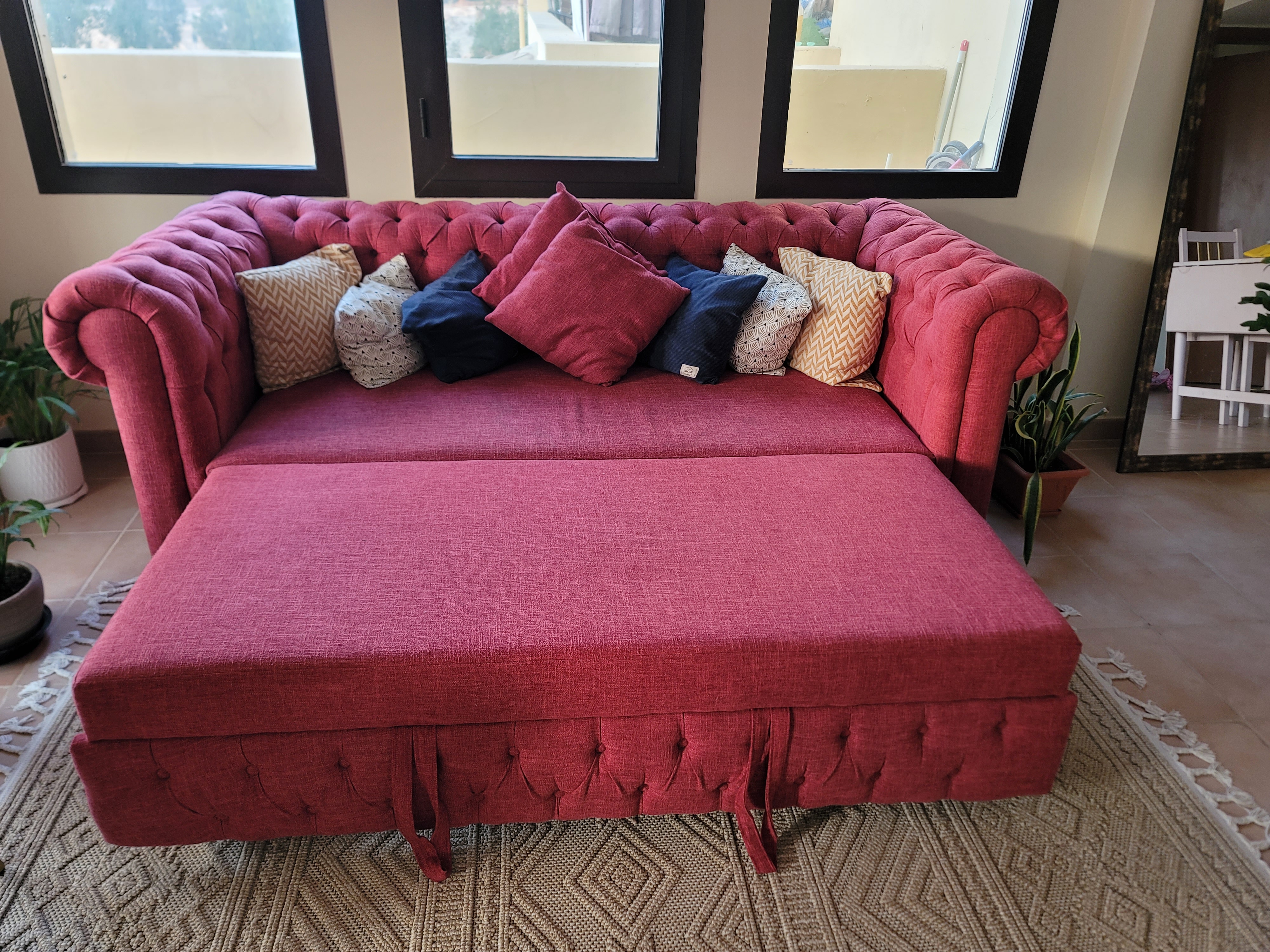 Custom made beautiful Chesterfield 3 seater sofa bed / day bed