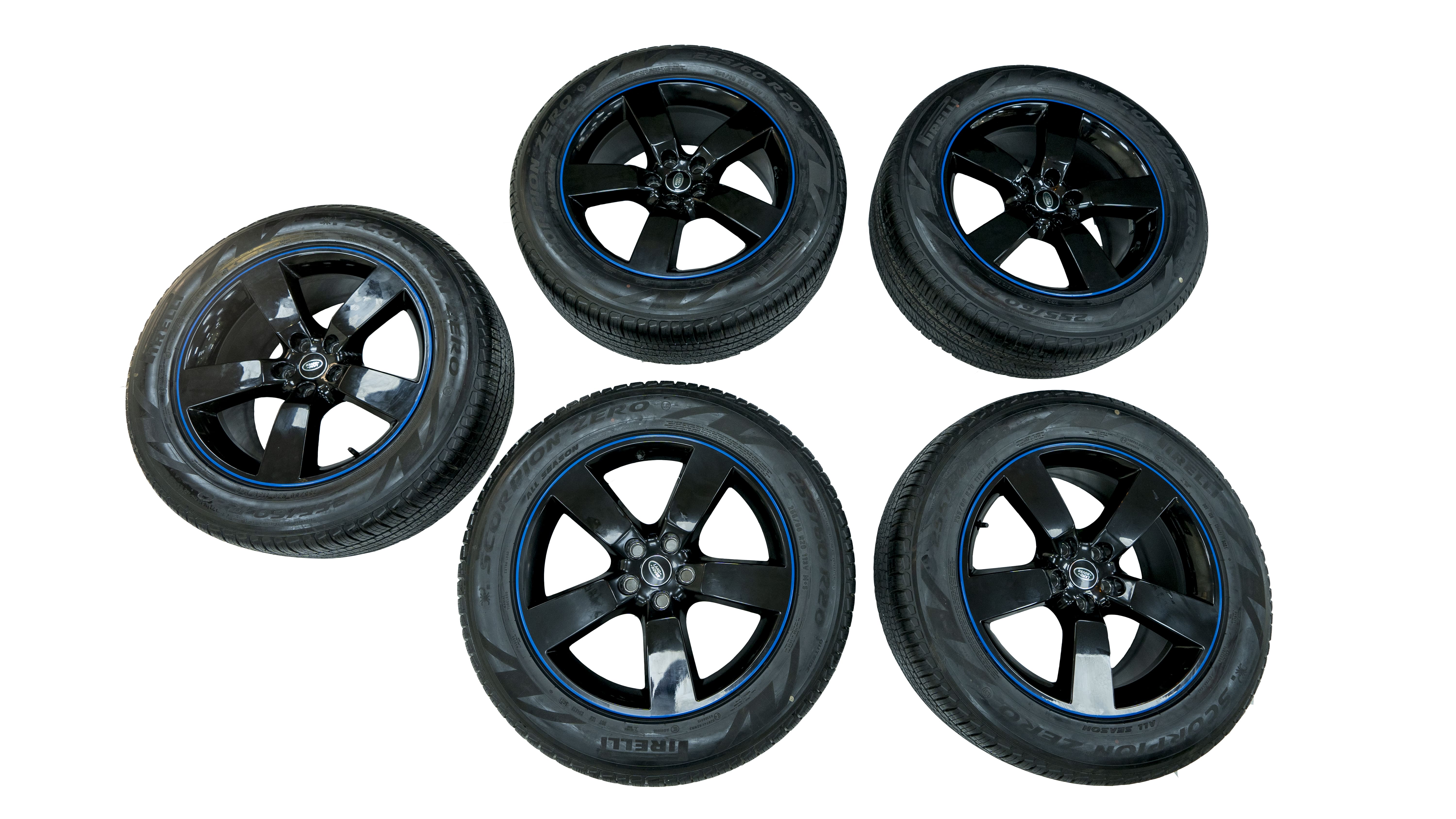 Land Rover Defender Wheels with Pirelli Tyres Set Black & Blue OEM L8B2-1007-HA